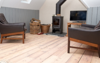 Light coloured pine floor boards sanded in Poole